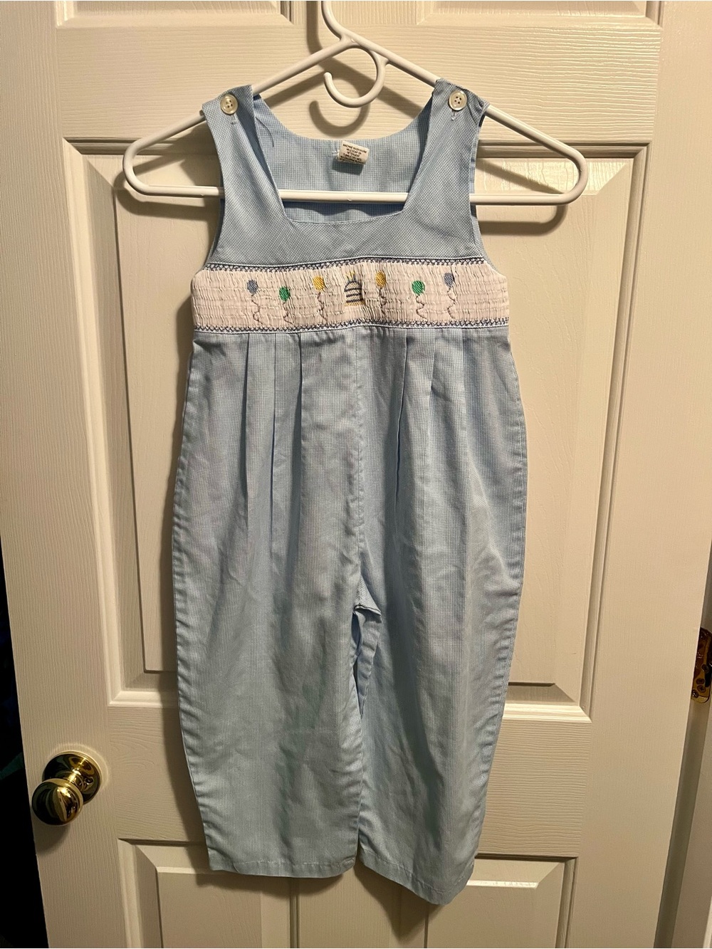 Boys 4T Light Blue Smocked Kids Birthday Overalls NWOT